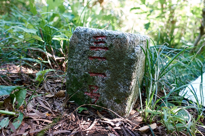 Closeup of triangulation stone for ZhongXinLunSheShan 中心崙社山
