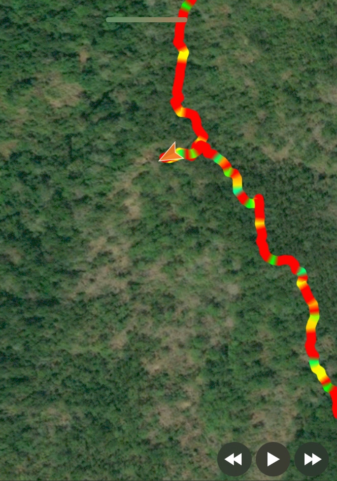 Cellphone screenshot of a GPS trace