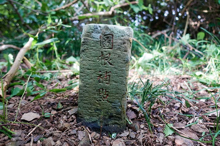 Closeup of triangulation stone for Caoshan - 草山