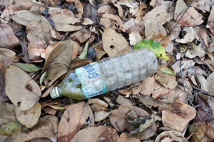 Old plastic bottle on the ground