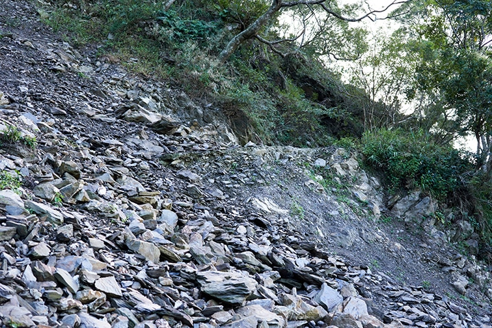 Closeup of landslide