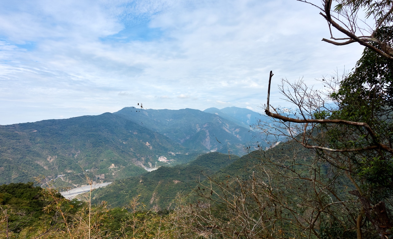 Panoramic view of the Maolin area mountains and river