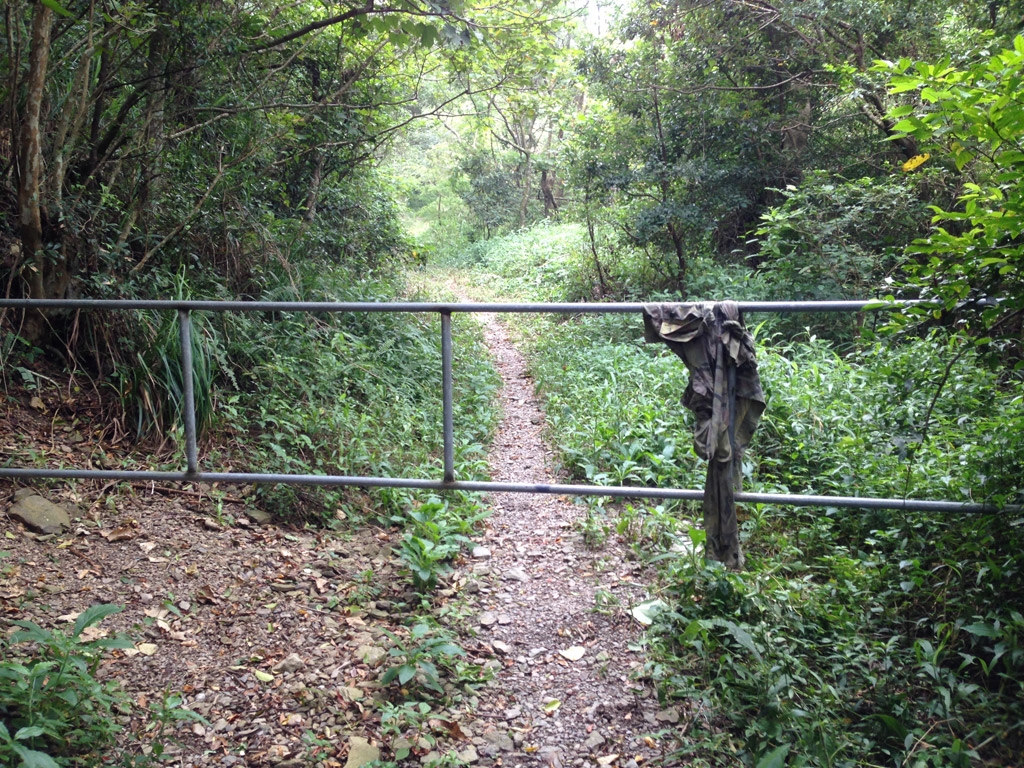 Simple metal gate blocking trail access