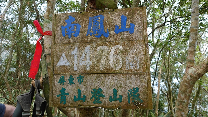 Old sign attached to tree - chinese writing on sign