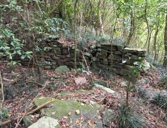 Old stone foundation wall