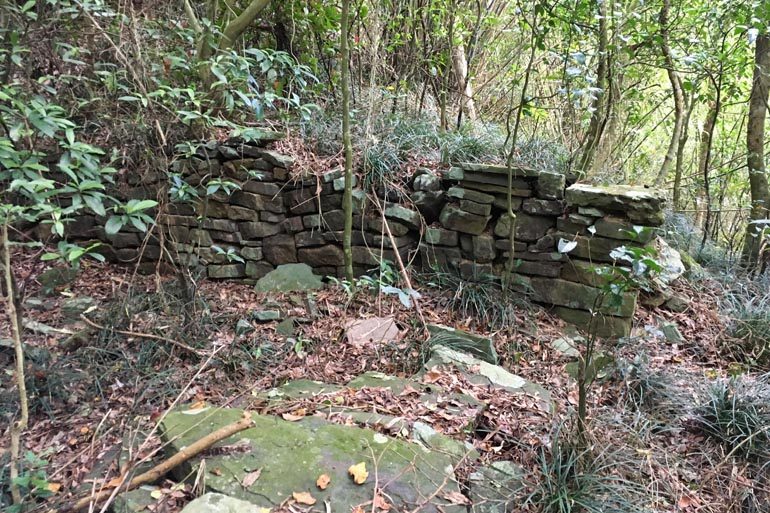 Old stone foundation wall