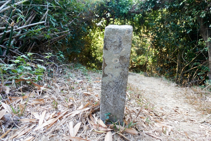Stone marker pillar sticking out of the ground - 旗月縱走