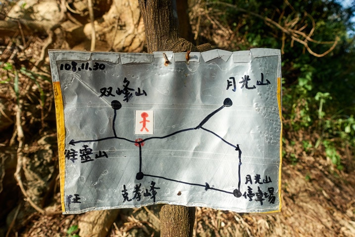 Closeup of hand drawn trail map - 旗月縱走