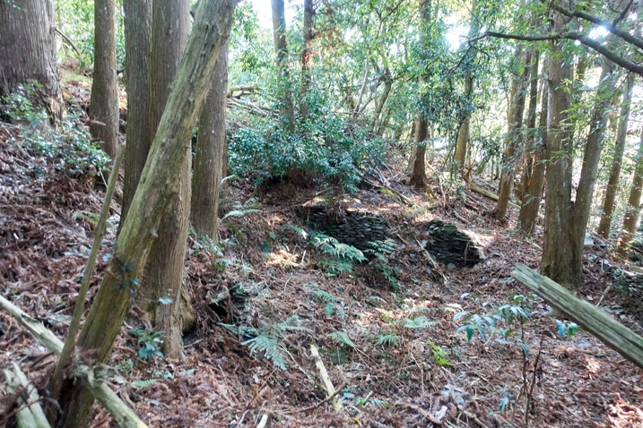 Remnants of a traditional Taiwan aboriginal house - in forest - 蕃里山 - FanLiShan