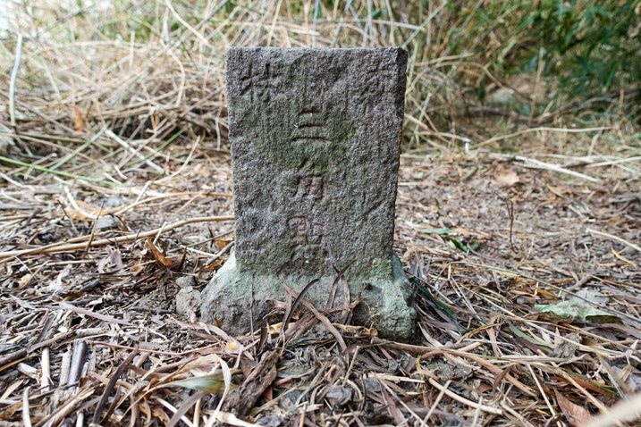 Closeup of QiJiaXiShan – 七佳溪山 triangulation stone
