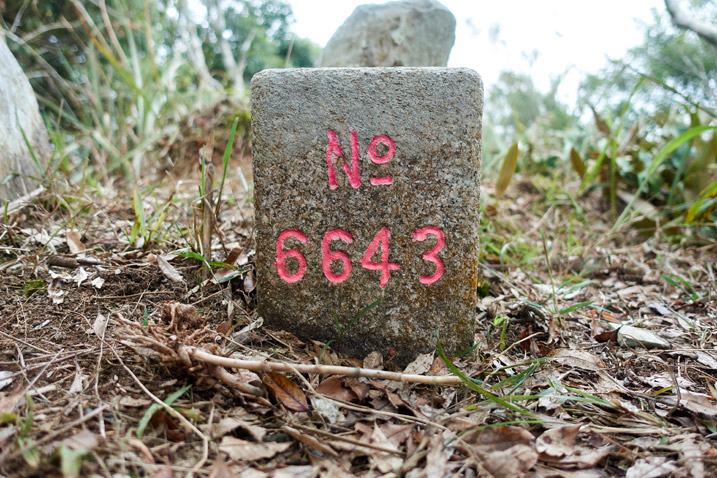 Triangulation stone of Kashan 卡山 - "No 6643" written in red