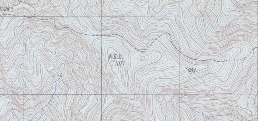 Topographic map with 內文山 written in center