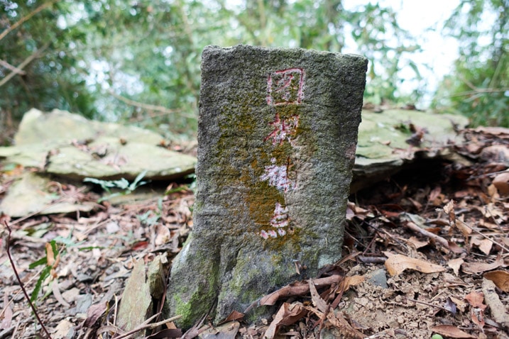 Closeup of triangulation stone of DaLaiShan West Peak - 達來山西峰
