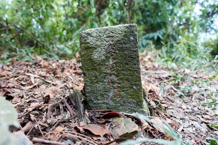 Closeup of triangulation stone of DaLaiShan West Peak - 達來山西峰