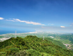 View from PingBuCuoShan - 坪埔厝山 - ocean, mountains, towns, blue sky, white clouds