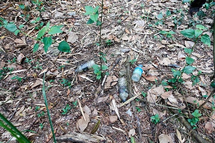 Several bottles on the ground